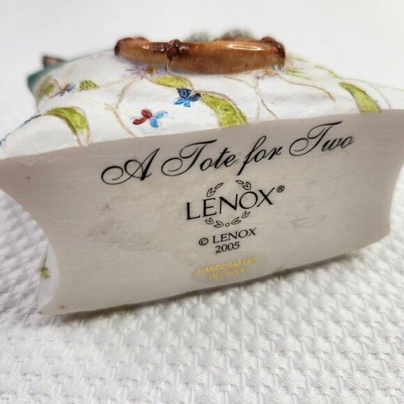 Lenox 2005 Cat Kitty In Purse A Tote For Two Painted Resin Figurine DAMAGED - Picture 3 of 8